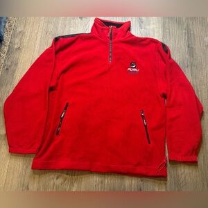 VTG Y2K FUBU Sports Red 1/4 Zip Fleece Pullover Jacket XL Big Logo Embroidered